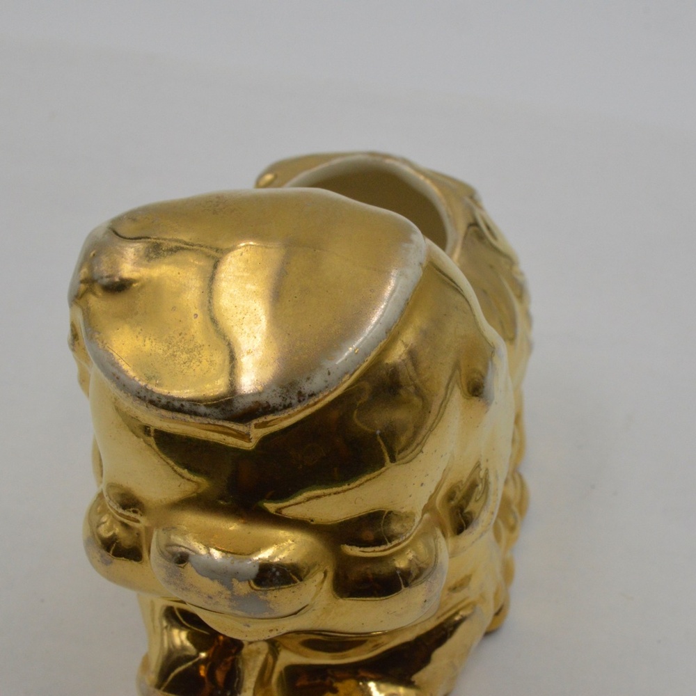 Vintage Gold Ceramic Puppy Dog Planter Quirky and Eclectic Retro Home Decor - Picture 7 of 8